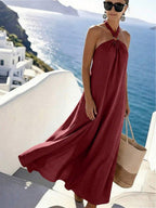 Vestido Saída de Praia Longo Frente Única com Torção