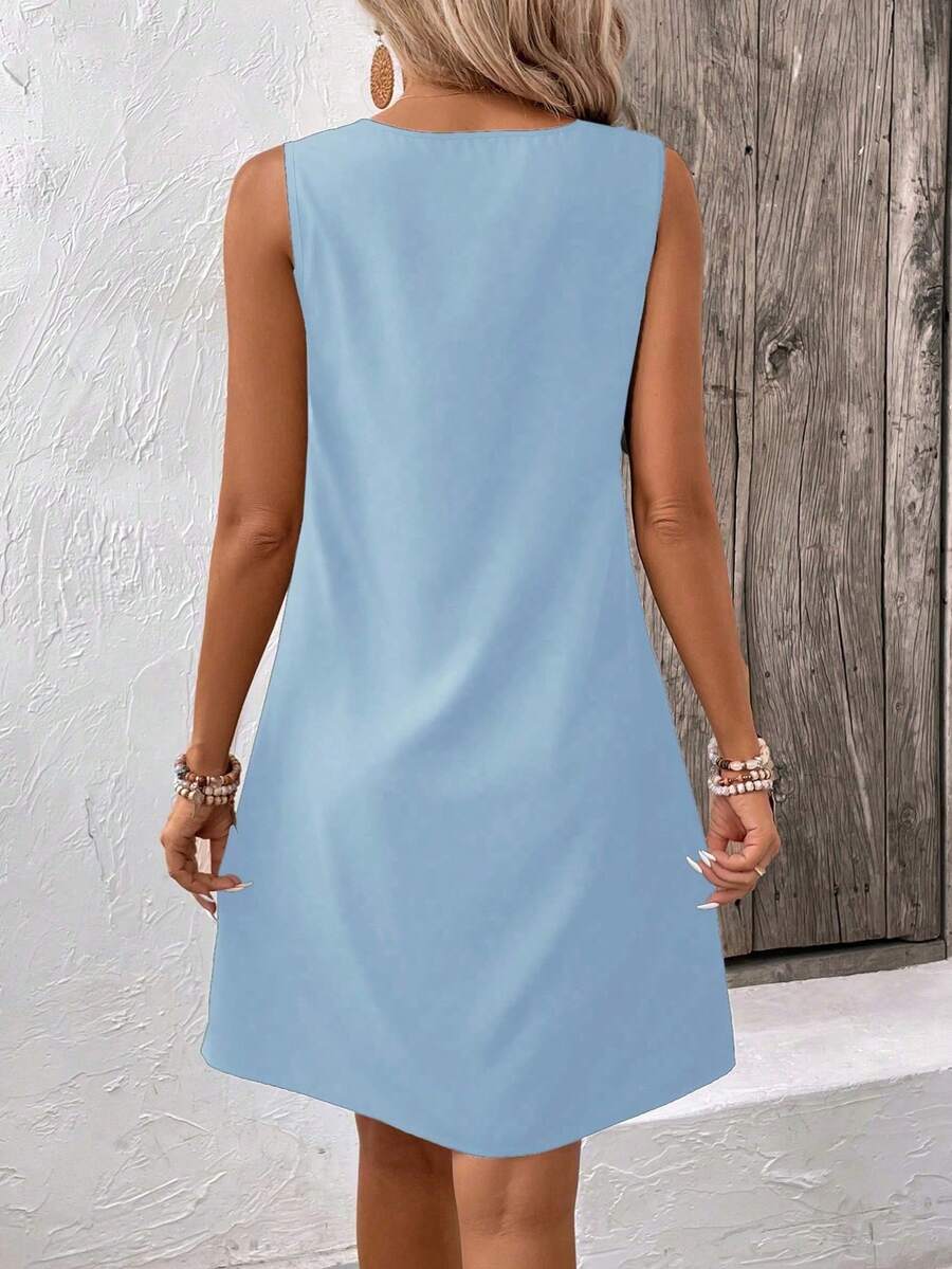 Vestido Midi Túnica com Decote V e Detalhe em Argola - La Lecce
