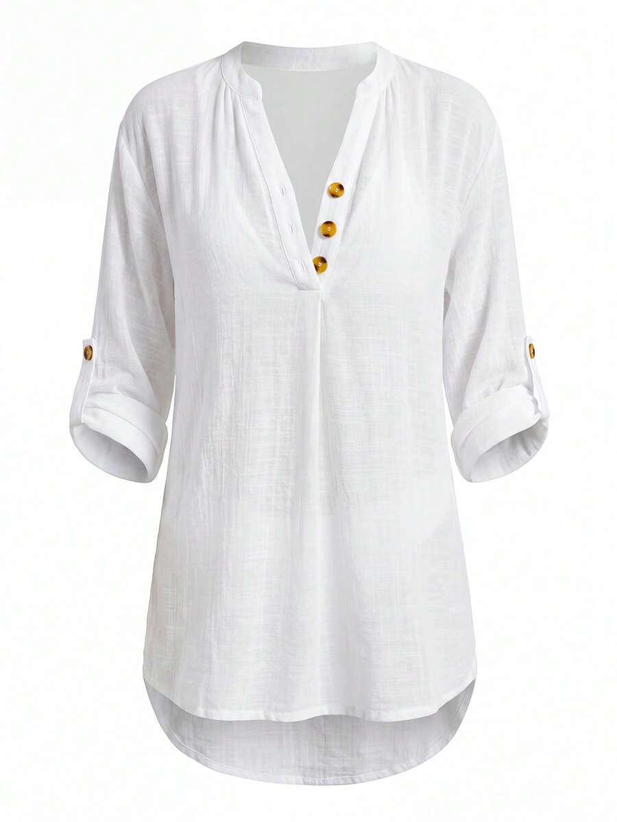 Vestido Saída de Praia Chemise Curto com Barra Assimétrica - La Lecce