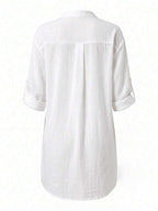 Vestido Saída de Praia Chemise Curto com Barra Assimétrica - La Lecce