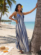 Vestido Maxi Boho de Alças com Costas Abertas e Bolsos