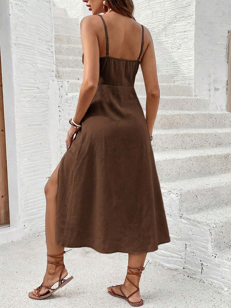Vestido Camiseta com Amarração e Fenda - La Lecce