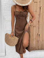 Vestido Camiseta com Amarração e Fenda - La Lecce