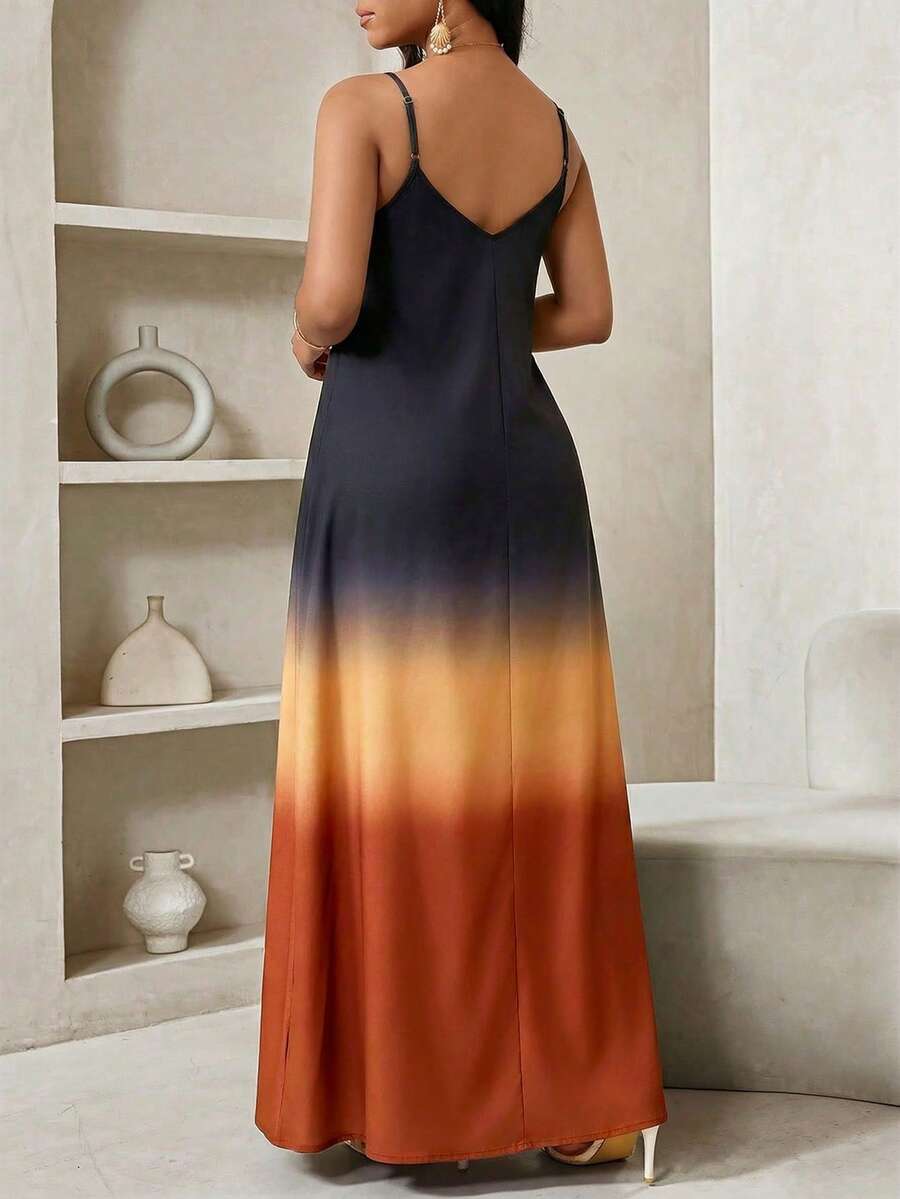 Vestido Maxi de Alças com Efeito Ombré - La Lecce