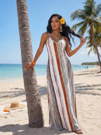 Vestido Maxi Boho de Alças com Costas Abertas e Bolsos