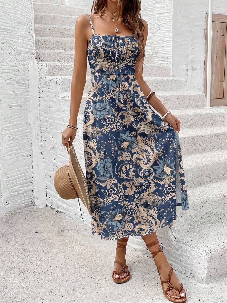 Vestido Camiseta com Amarração e Fenda - La Lecce