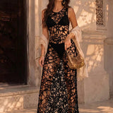 Vestido Saída de Praia Longo Enrugado com Abertura Lateral