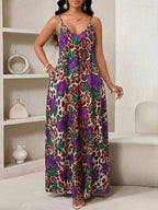 Vestido Longo Floral Decote V com Aplicação de Rosa 3D
