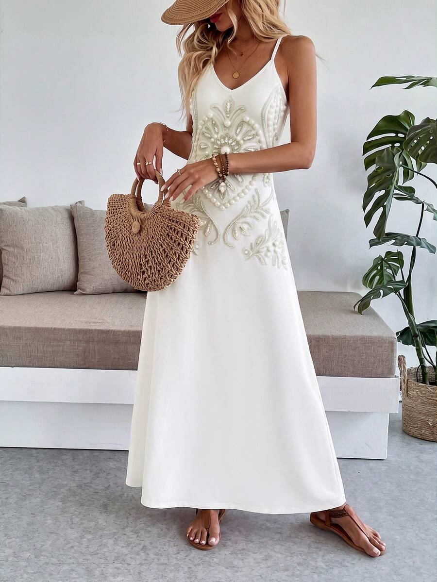 Vestido Longo Boho de Alças Finas com Bainha Assimétrica - La Lecce