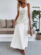 Vestido Longo Boho de Alças Finas com Bainha Assimétrica - La Lecce