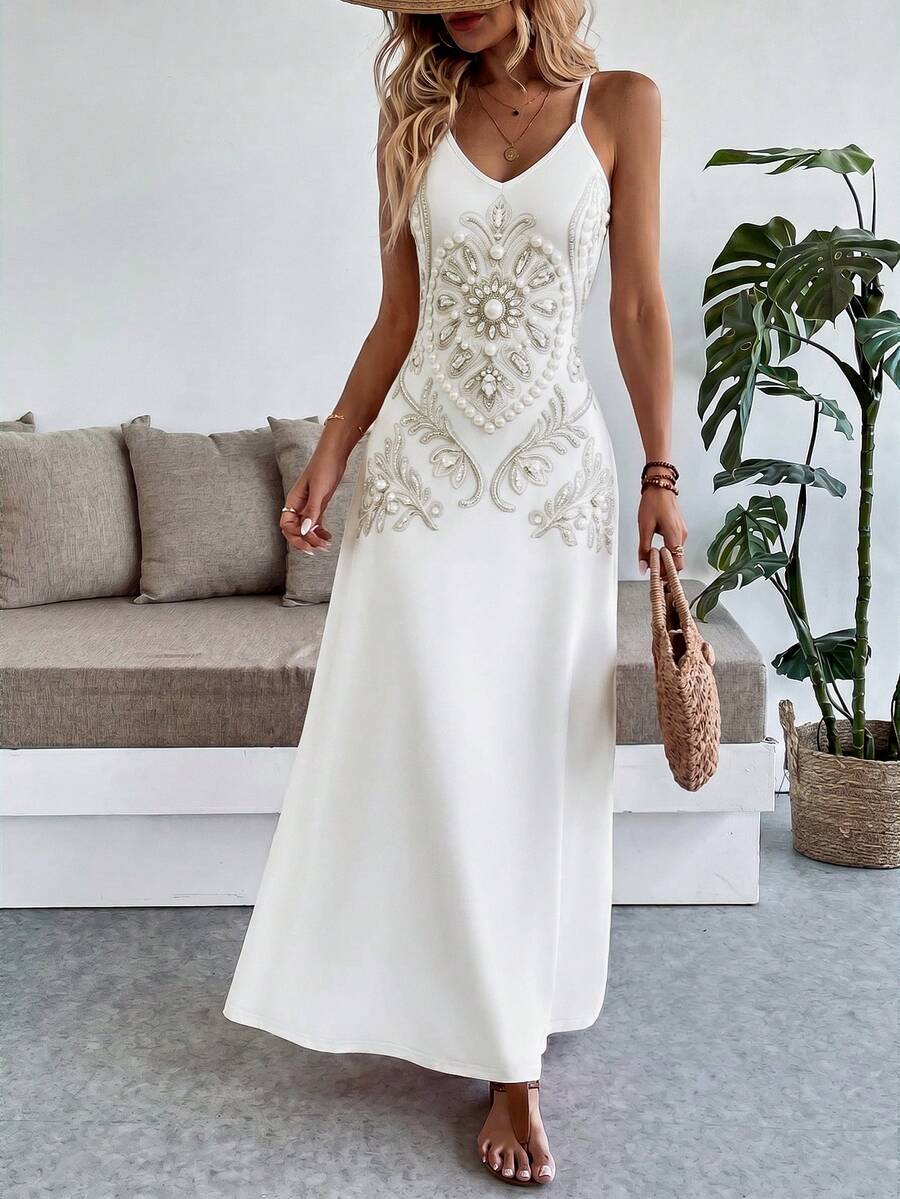 Vestido Longo Boho de Alças Finas com Bainha Assimétrica - La Lecce