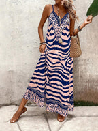 Vestido Longo Estampa de Onça com Alças Finas