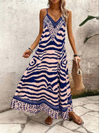 Vestido Longo Estampa de Onça com Alças Finas