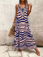 Vestido Longo Estampa de Onça com Alças Finas