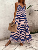 Vestido Longo Estampa de Onça com Alças Finas