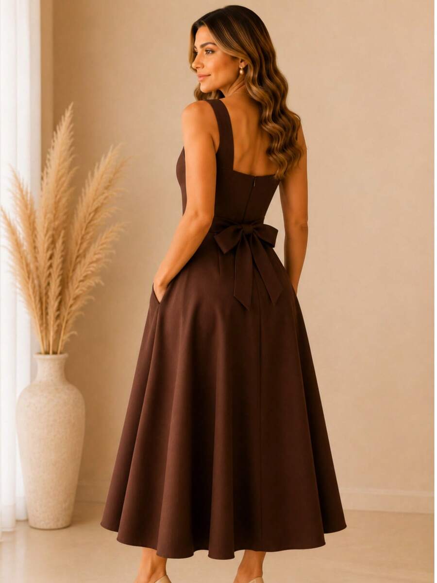 Vestido Longo de Festa com Alças Grossas e Costas Abertas - La Lecce