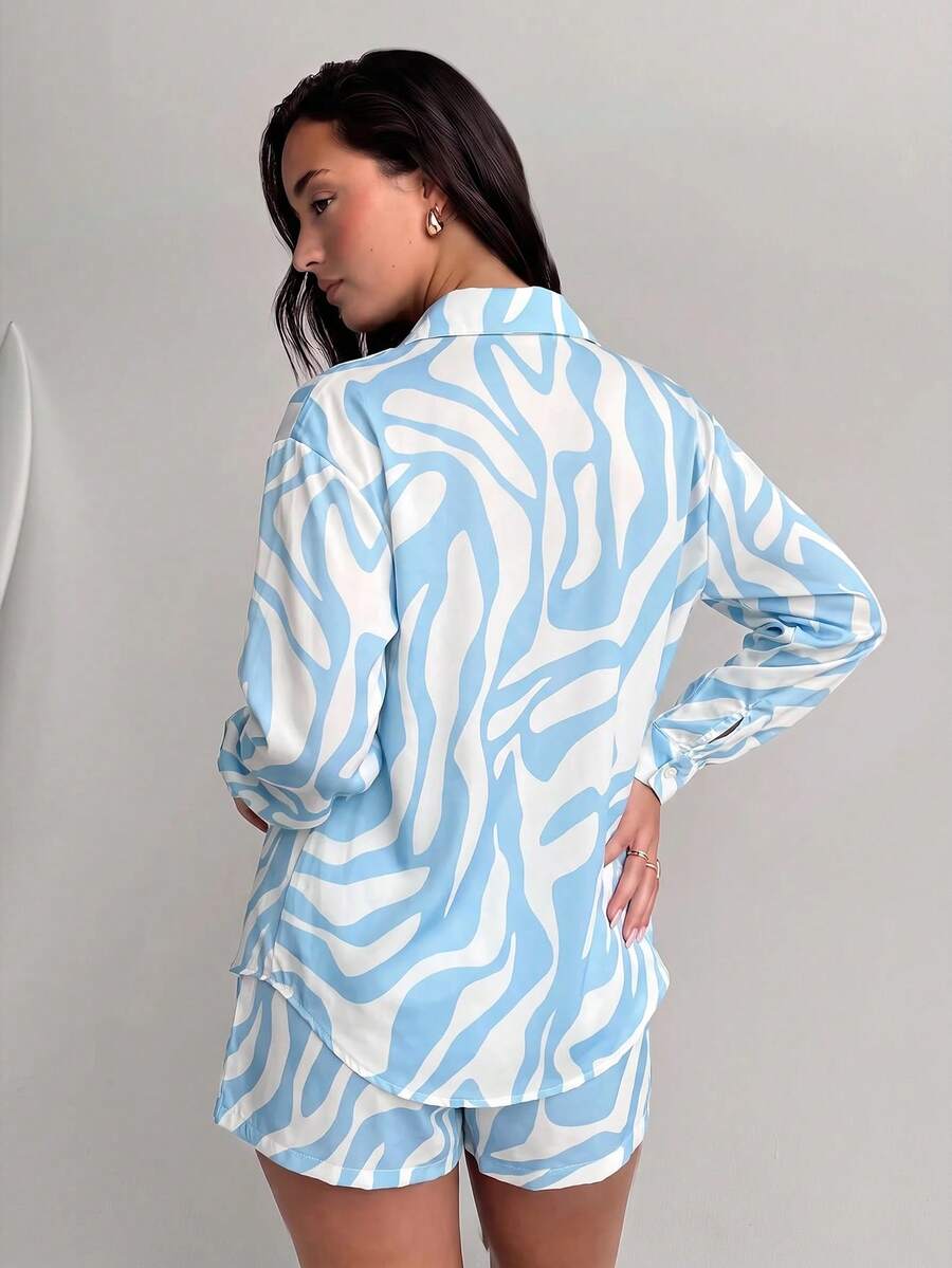 Conjunto de Praia 3 Peças com Camisa Listrada e Shorts
