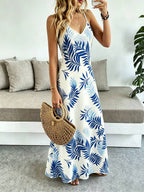 Vestido Longo Boho de Alças Finas com Bainha Assimétrica - La Lecce