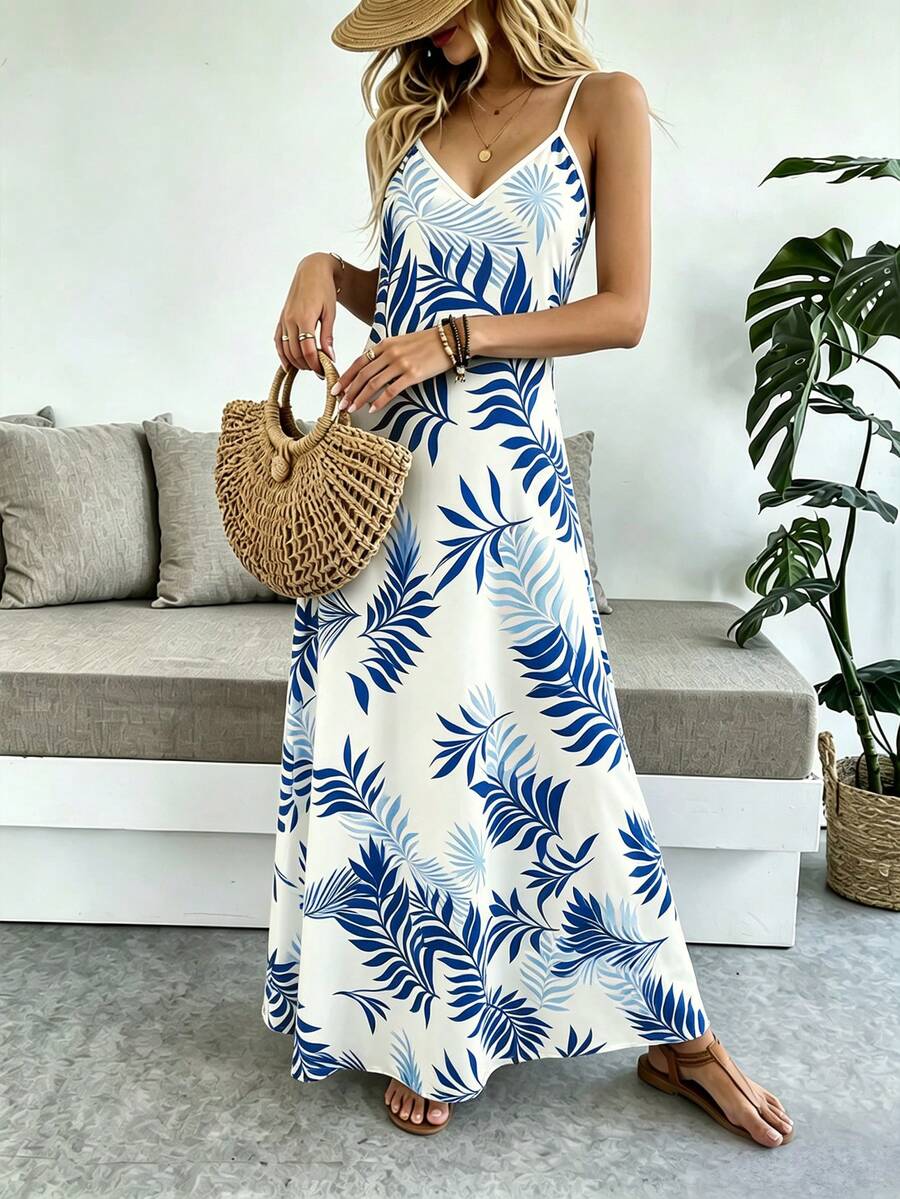 Vestido Longo Boho de Alças Finas com Bainha Assimétrica - La Lecce