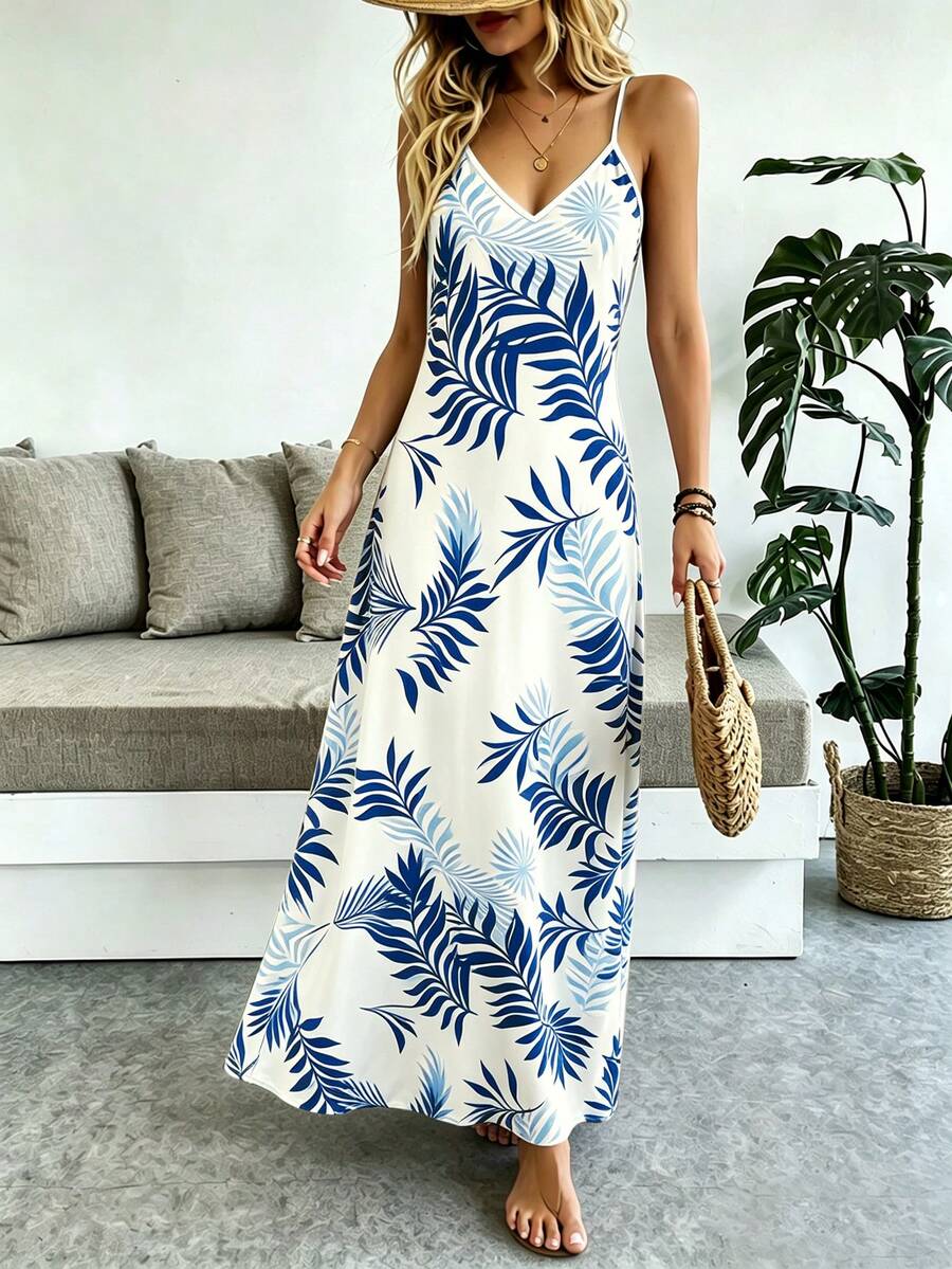 Vestido Longo Boho de Alças Finas com Bainha Assimétrica - La Lecce
