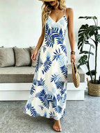 Vestido Longo Boho de Alças Finas com Bainha Assimétrica - La Lecce