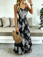 Vestido Longo Boho de Alças Finas com Bainha Assimétrica - La Lecce