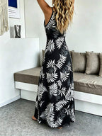 Vestido Longo Boho de Alças Finas com Bainha Assimétrica - La Lecce
