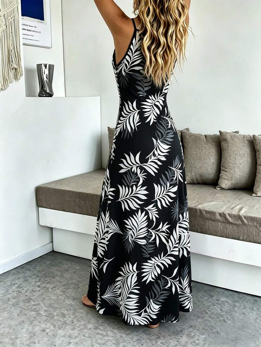 Vestido Longo Boho de Alças Finas com Bainha Assimétrica - La Lecce