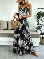 Vestido Longo Boho de Alças Finas com Bainha Assimétrica - La Lecce