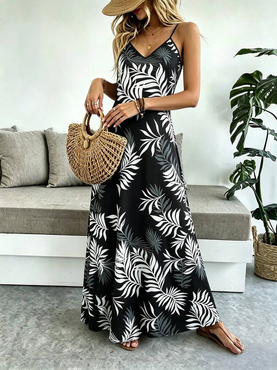 Vestido Longo Boho de Alças Finas com Bainha Assimétrica - La Lecce
