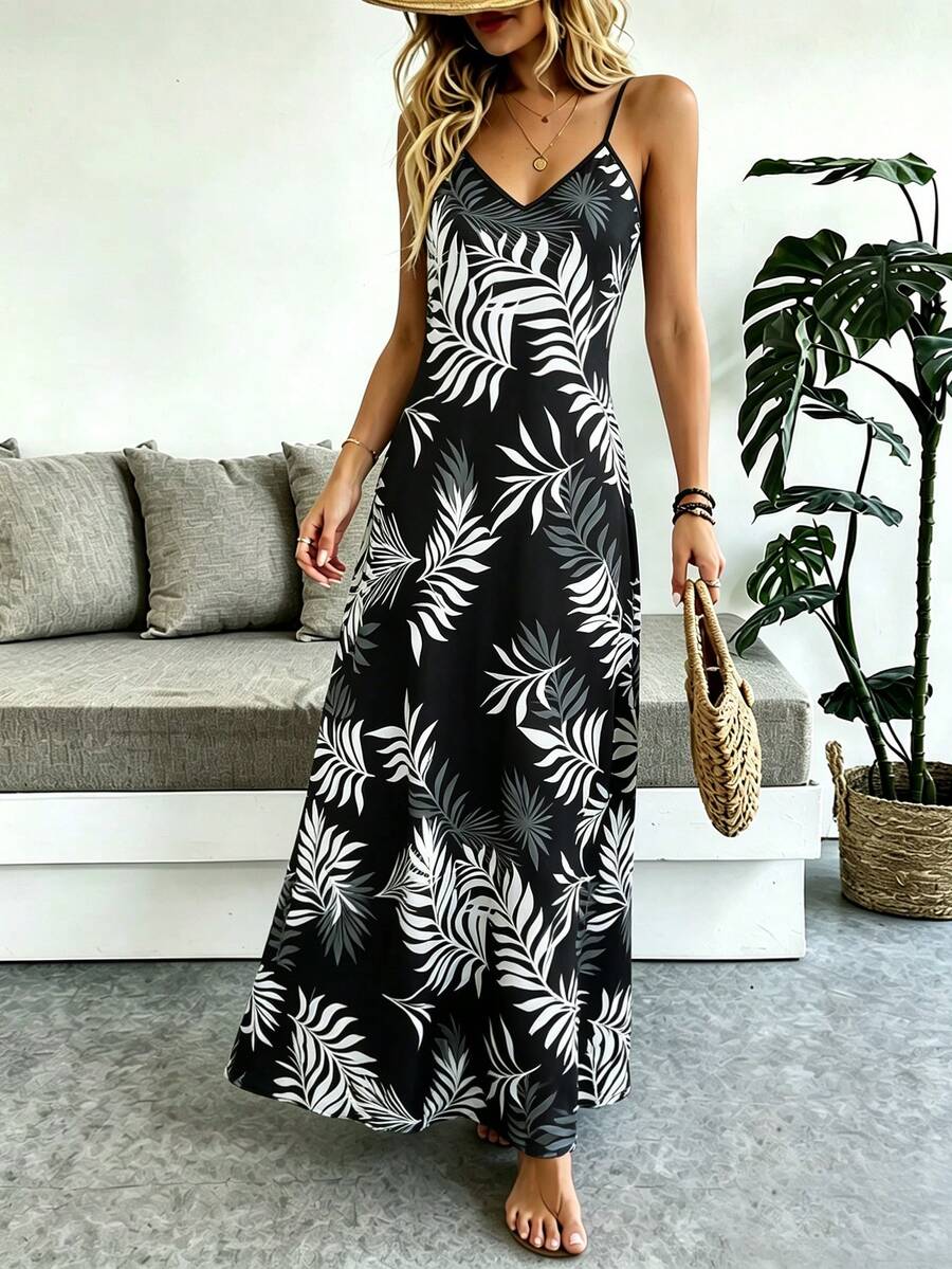 Vestido Longo Boho de Alças Finas com Bainha Assimétrica - La Lecce