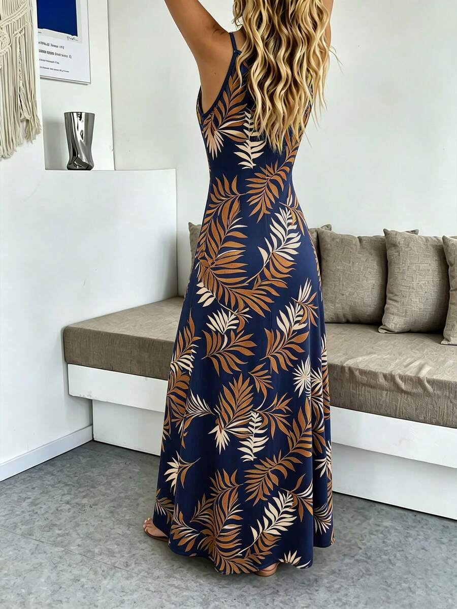 Vestido Longo Boho de Alças Finas com Bainha Assimétrica - La Lecce