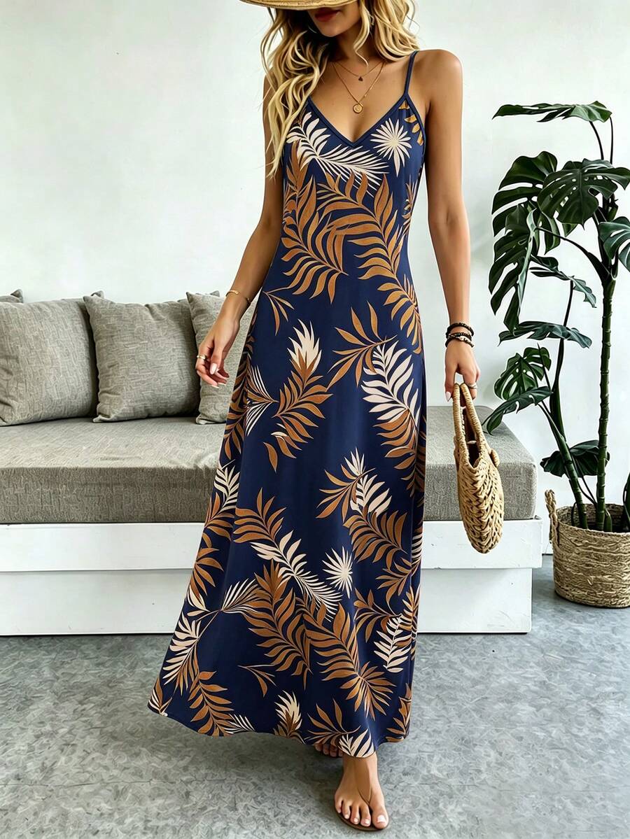 Vestido Longo Boho de Alças Finas com Bainha Assimétrica - La Lecce