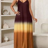 Vestido Maxi de Alças com Efeito Ombré