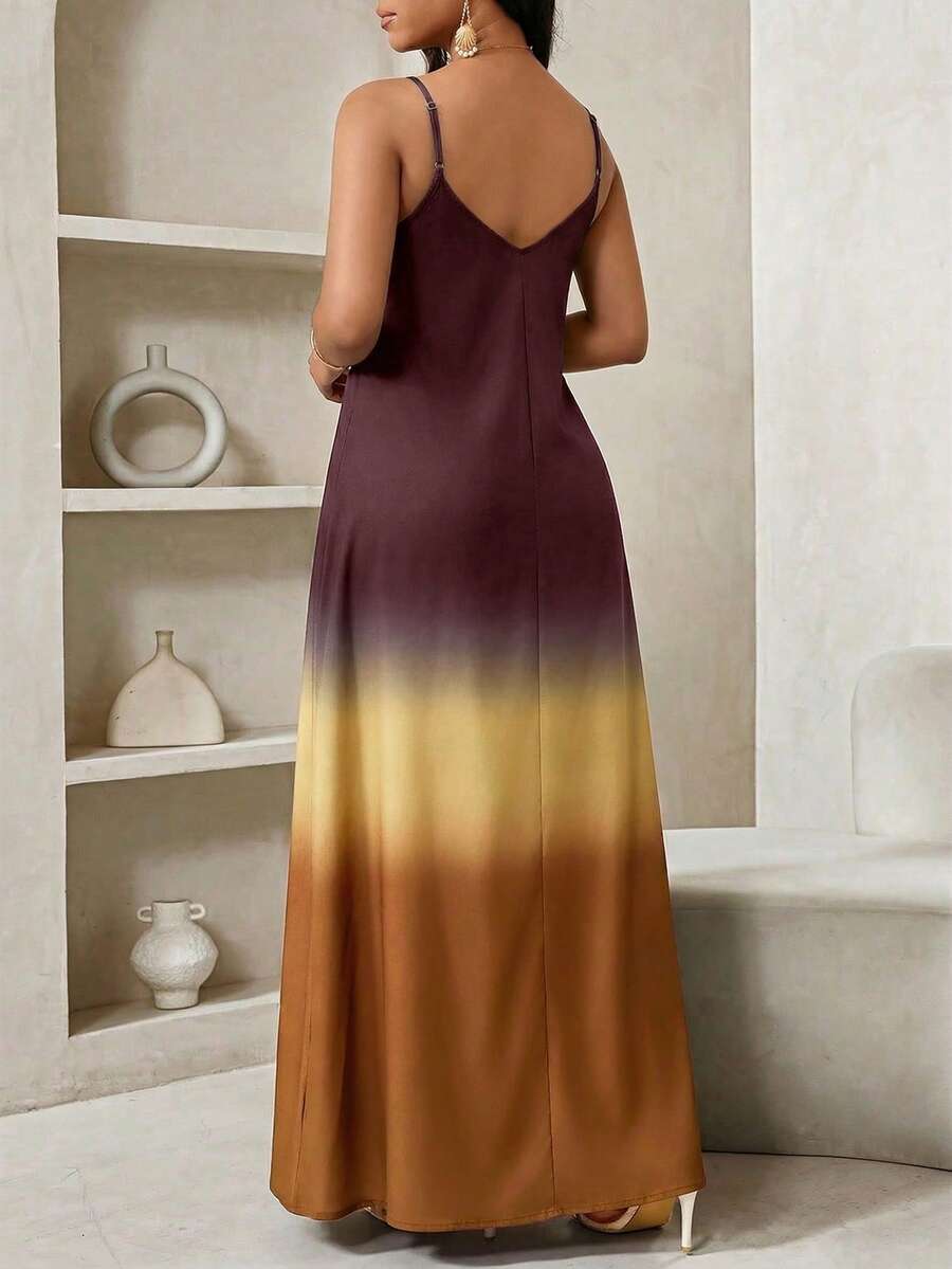 Vestido Maxi de Alças com Efeito Ombré - La Lecce