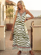 Vestido Longo Estampa de Onça com Alças Finas - La Lecce