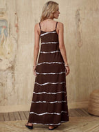 Vestido Longo de Malha com Estampa de Folhas de Coqueiro