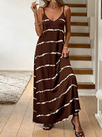 Vestido Longo de Malha com Estampa de Folhas de Coqueiro