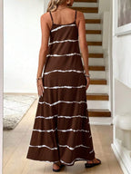 Vestido Longo de Malha com Estampa de Folhas de Coqueiro