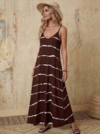 Vestido Longo de Malha com Estampa de Folhas de Coqueiro