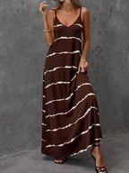 Vestido Longo de Malha com Estampa de Folhas de Coqueiro