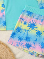Conjunto de Praia 2 Peças com Regata e Saia Shorts Estampada