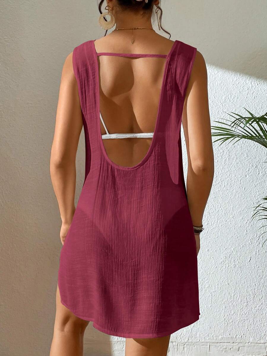 Vestido Saída de Praia com Decote U e Costas Abertas - La Lecce