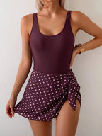 Conjunto de Praia com Saia Transpassada e Nó Lateral
