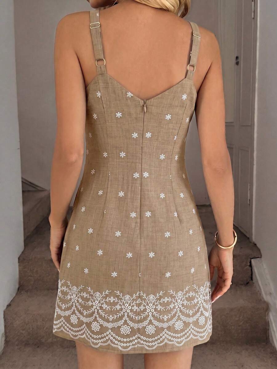 Vestido Mini de Alças com Estampa de Coqueiro e Costas Abertas