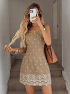 Vestido Mini de Alças com Estampa de Coqueiro e Costas Abertas