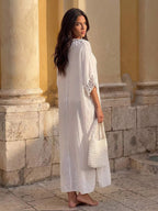 Vestido Saída de Praia Longo com Franjas e Babado na Barra - La Lecce