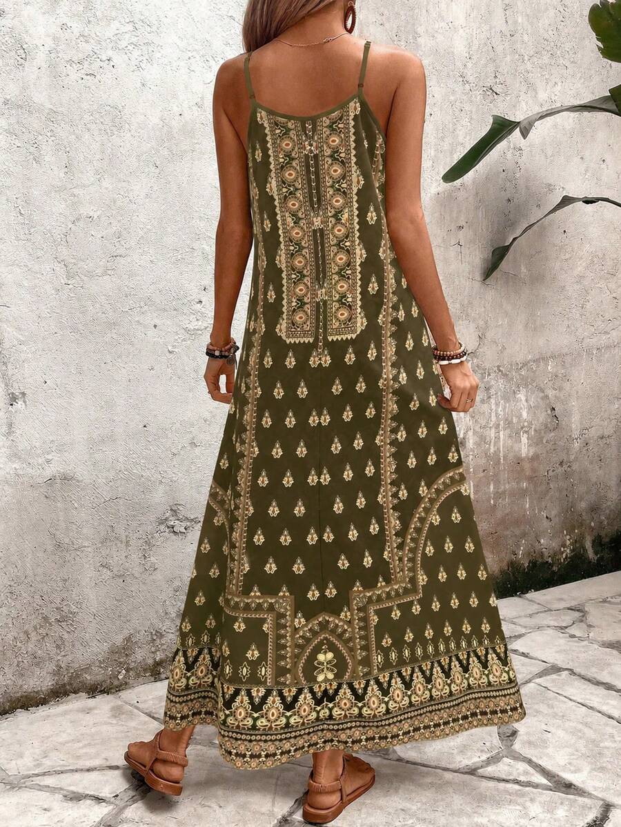 Vestido Longo Estampa de Onça com Alças Finas