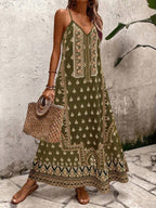 Vestido Longo Estampa de Onça com Alças Finas