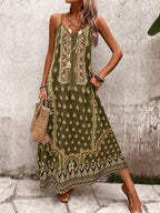 Vestido Longo Estampa de Onça com Alças Finas